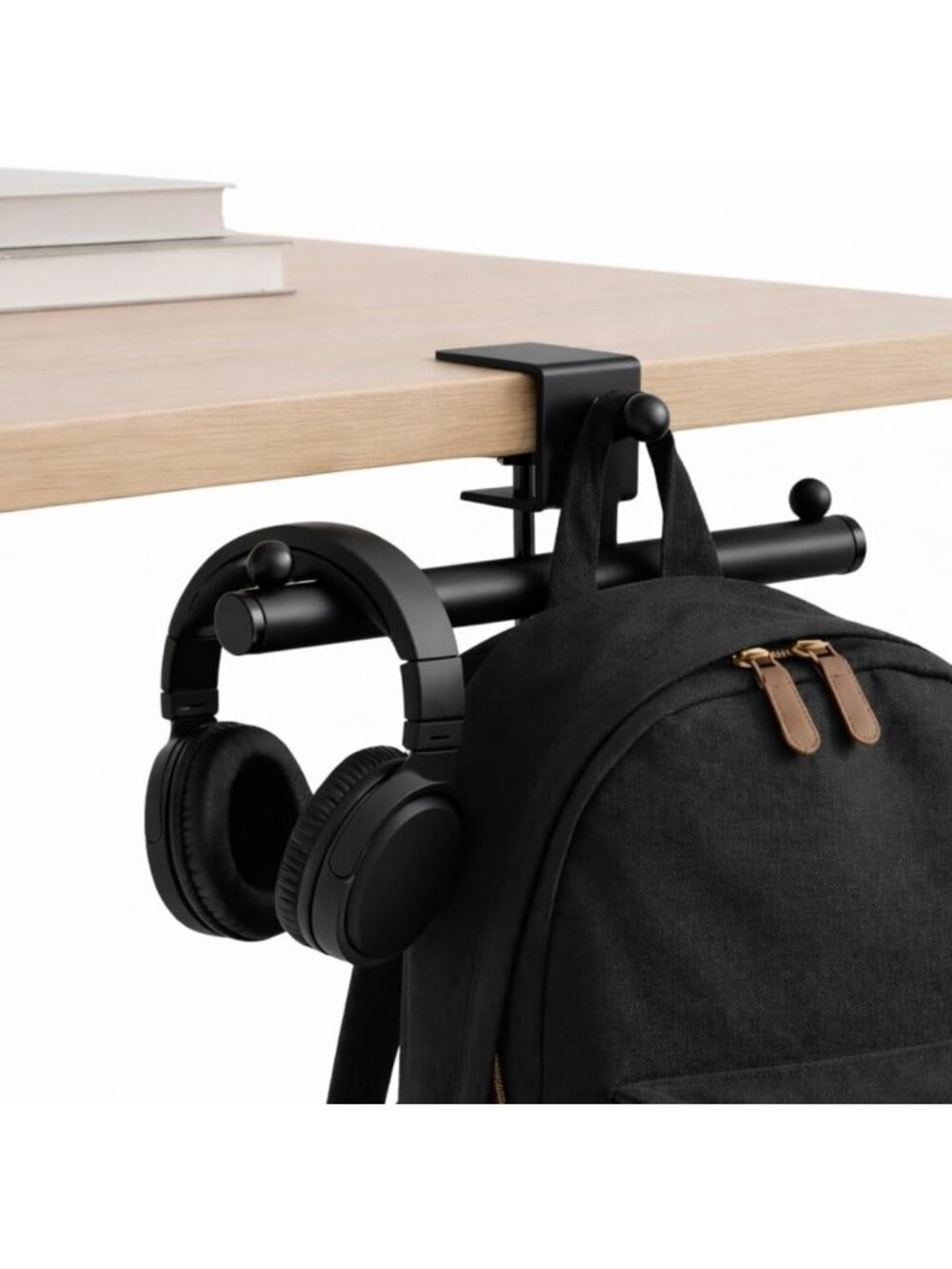 3-Hook Purse & Backpack Desk Hanger, Stylish Office Organizer, Space-Saving
